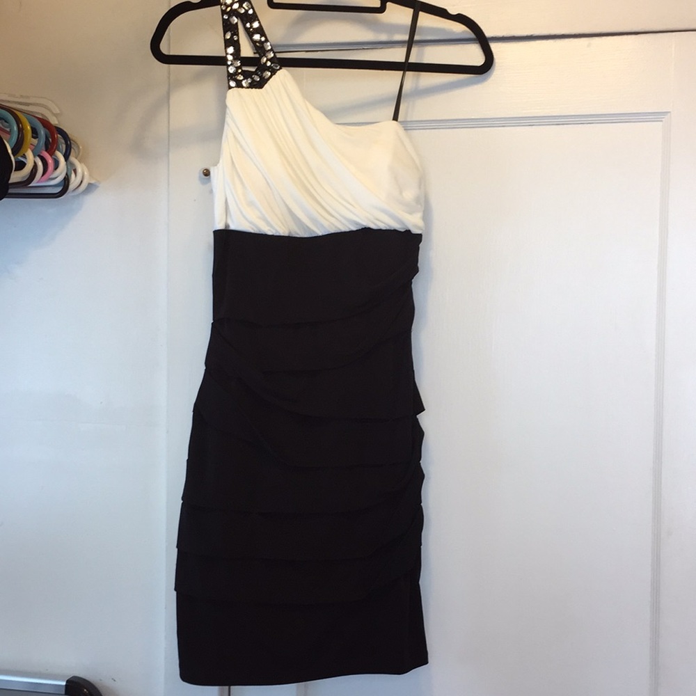 Black and white cocktail dress